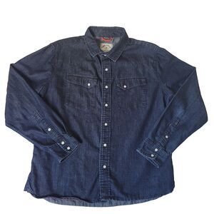 Iron and Resin Denim Western Shirt Mens XL Snap Button Workwear Blue